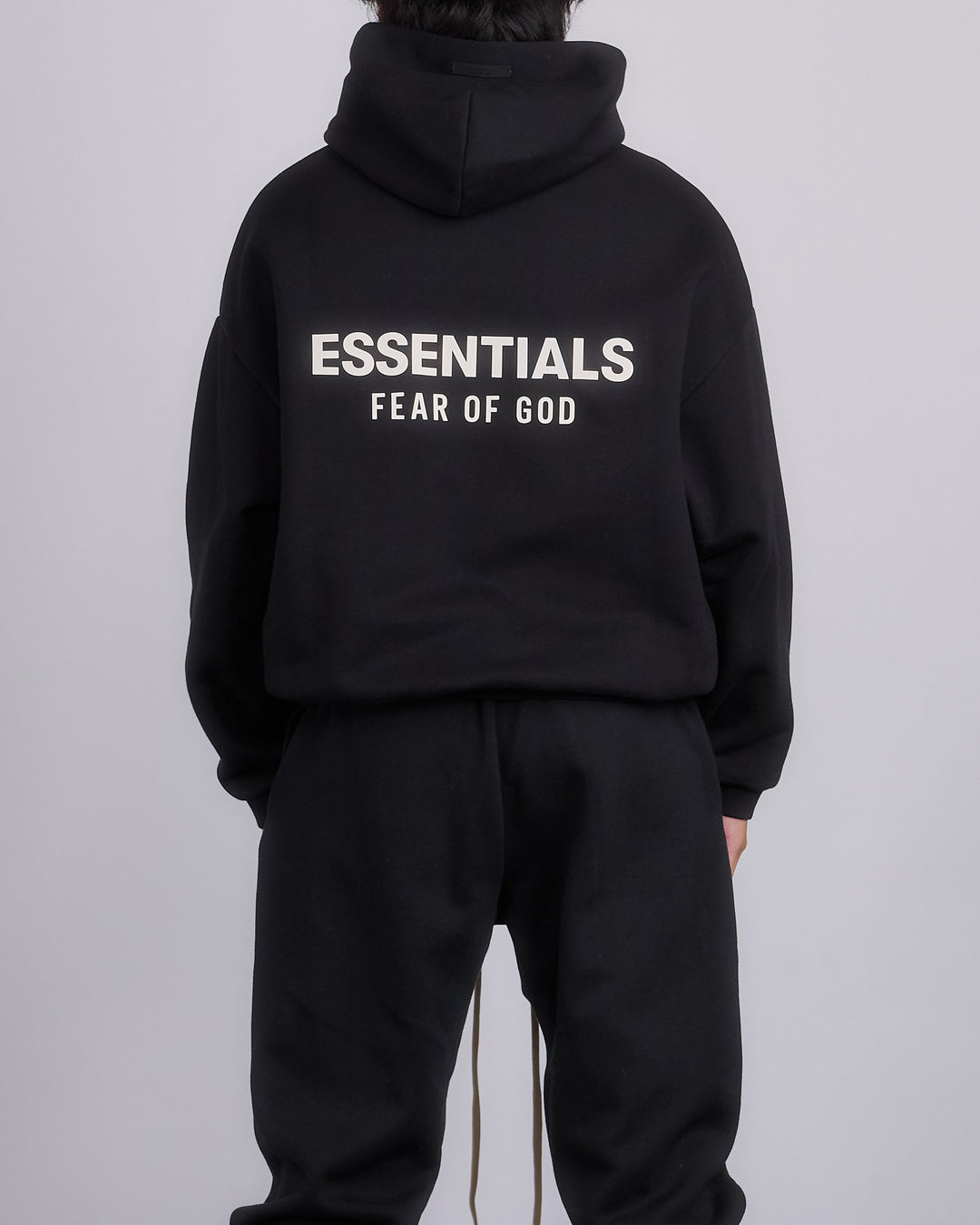 Fear of God Essentials Fleece Logo Hoodie Black