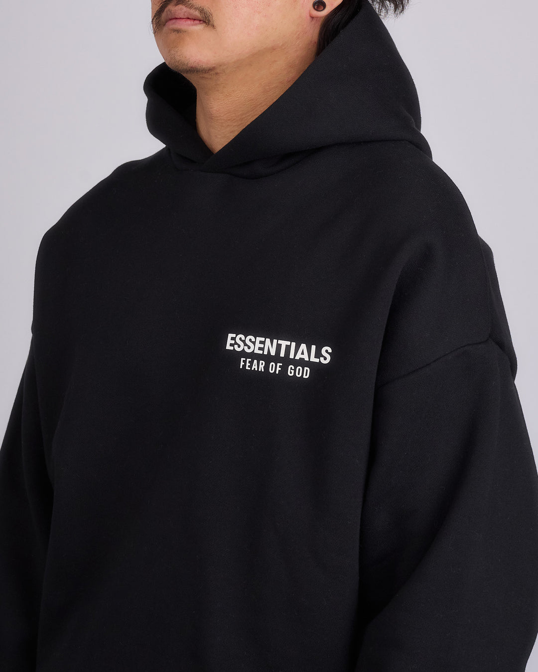 Fear of God Essentials Fleece Logo Hoodie Black