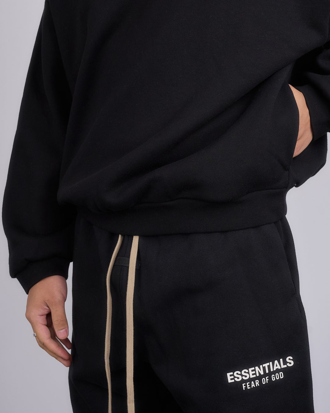 Fear of God Essentials Fleece Logo Hoodie Black