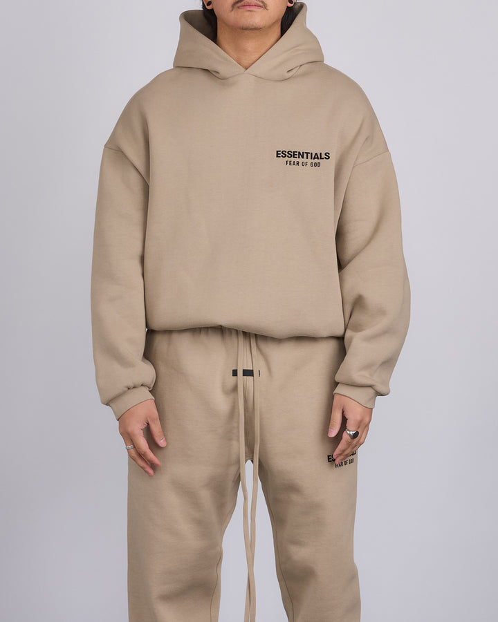 Fear of God Essentials Fleece Logo Hoodie Desert Sand