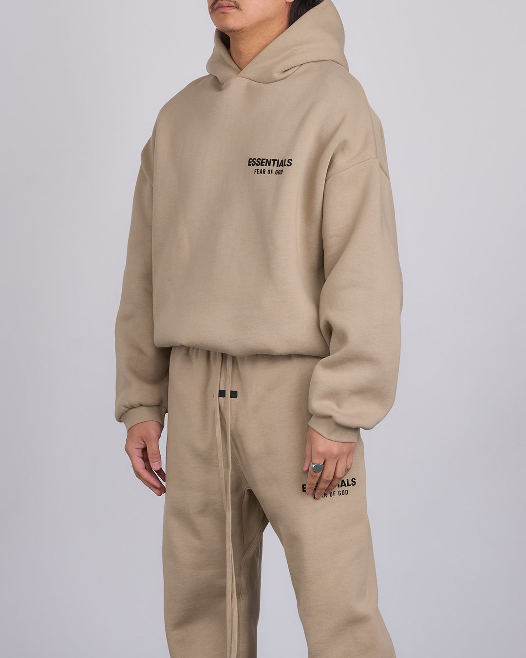 Fear of God Essentials Fleece Logo Hoodie Desert Sand