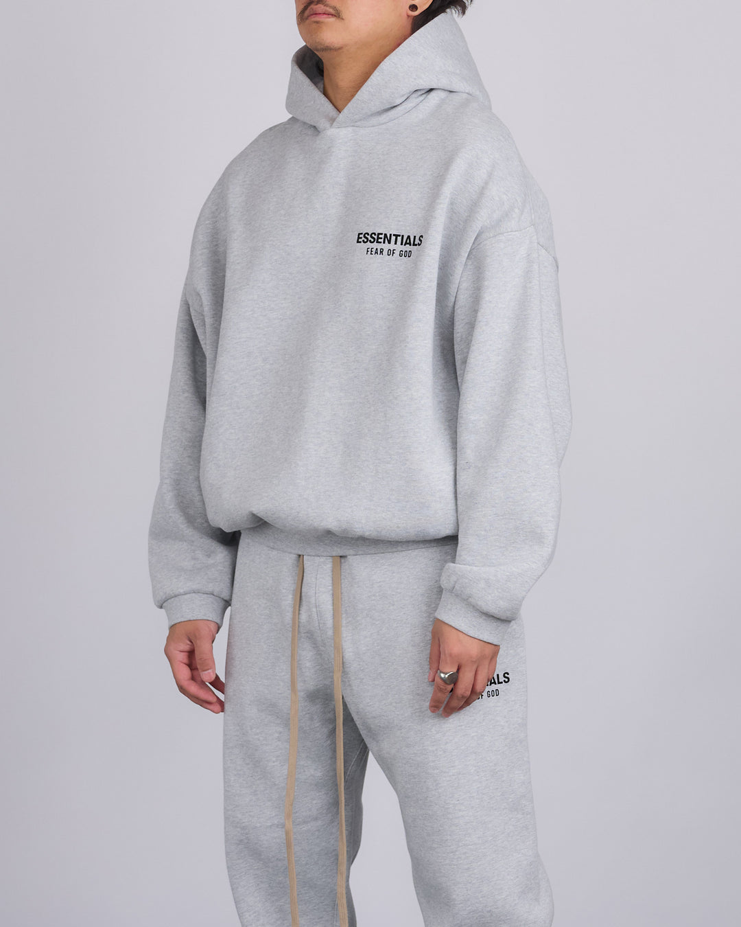 Fear of God Essentials Fleece Logo Hoodie Light Heather Grey