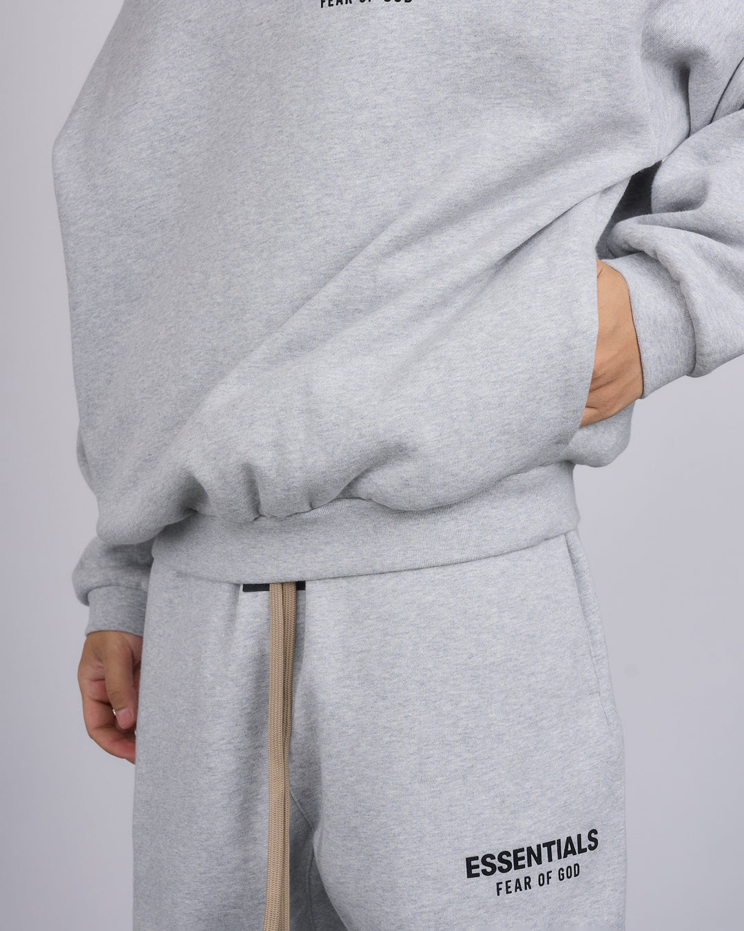 Fear of God Essentials Fleece Logo Hoodie Light Heather Grey