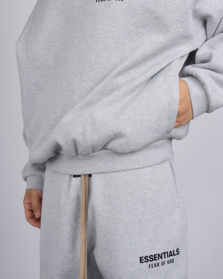 Fear of God Essentials Fleece Logo Hoodie Light Heather Grey