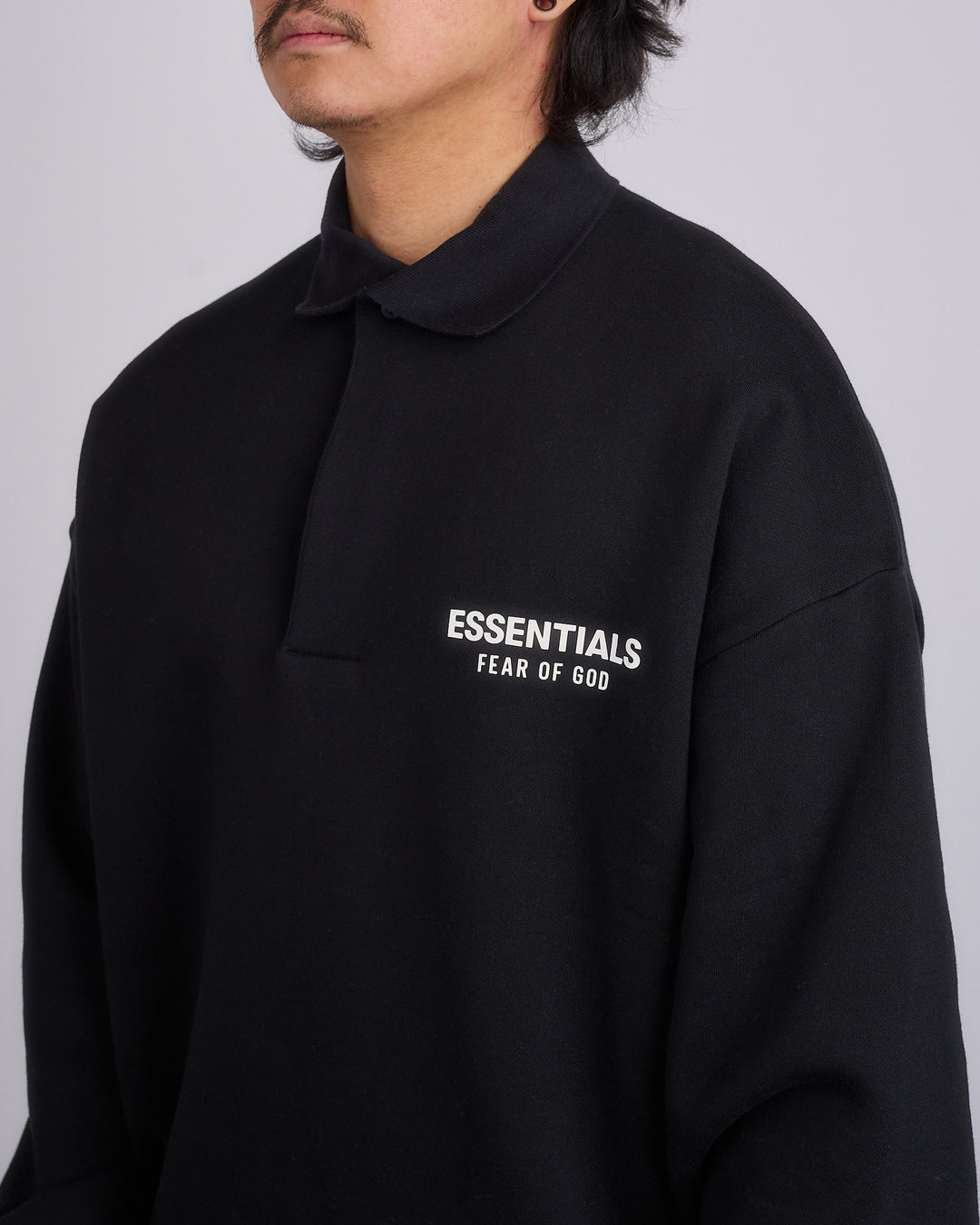 Fear of God Essentials Fleece Logo Polo Black