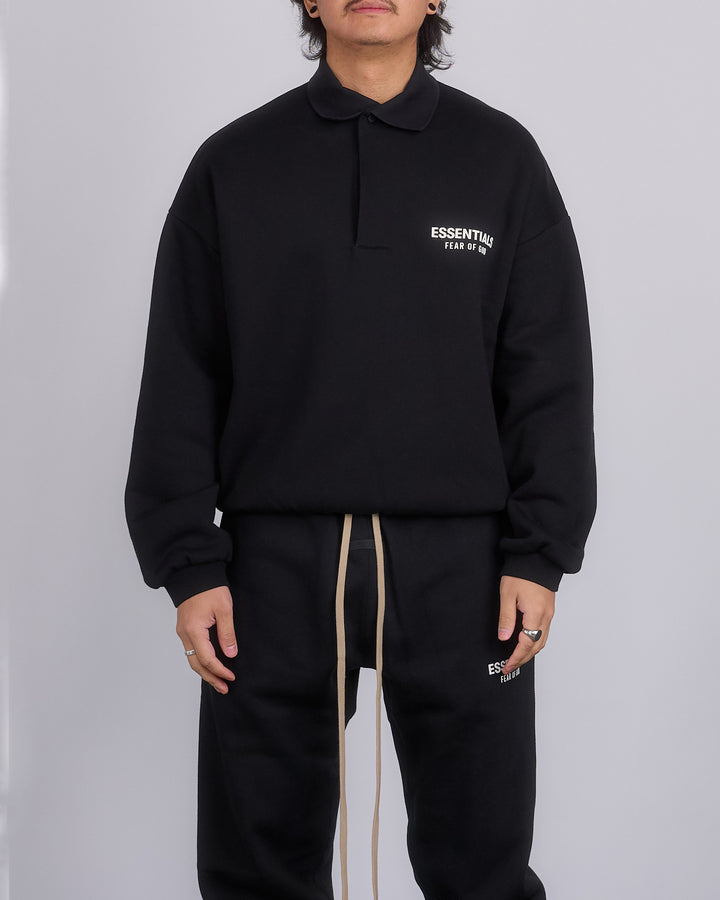 Fear of God Essentials Fleece Logo Polo Black