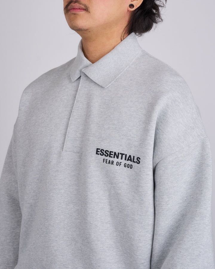 Fear of God Essentials Fleece Logo Polo Light Heather Grey