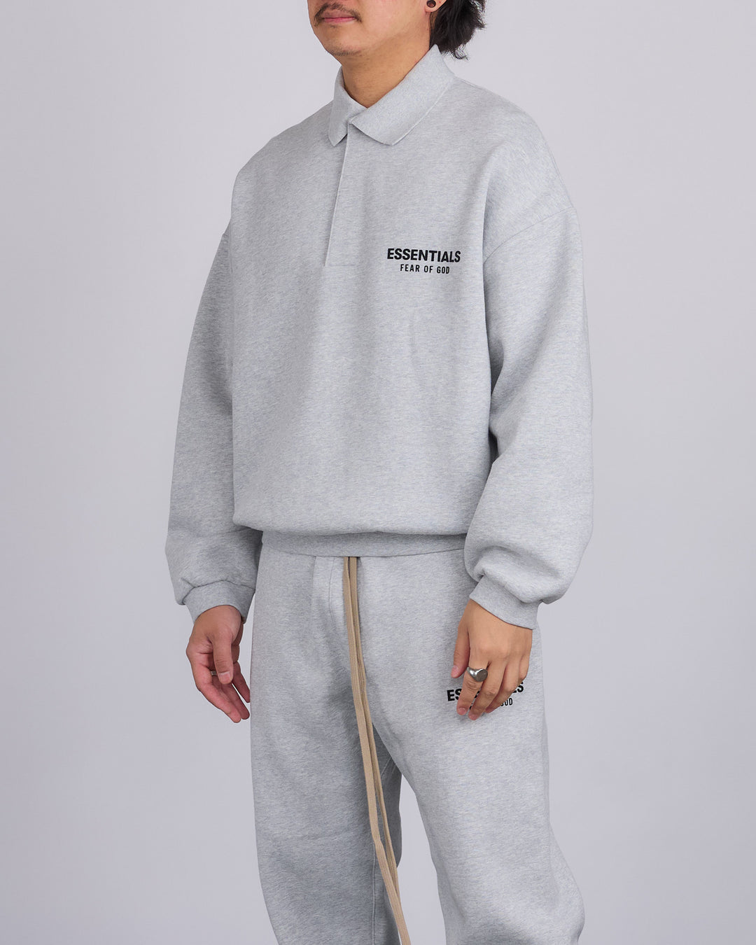 Fear of God Essentials Fleece Logo Polo Light Heather Grey