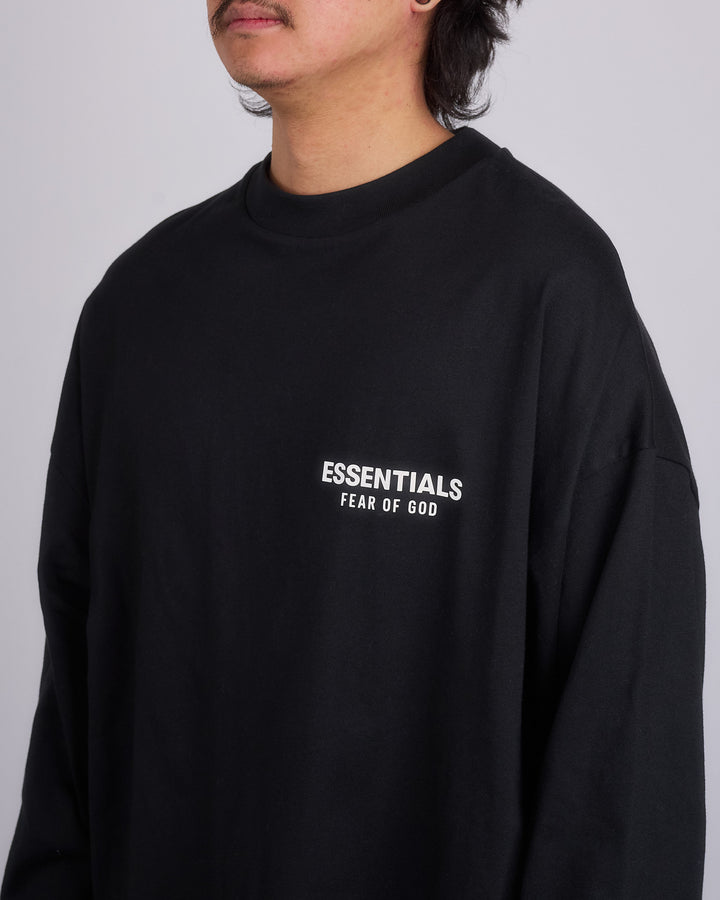 Fear of God Essentials Jersey Logo Longsleeve T-Shirt Black