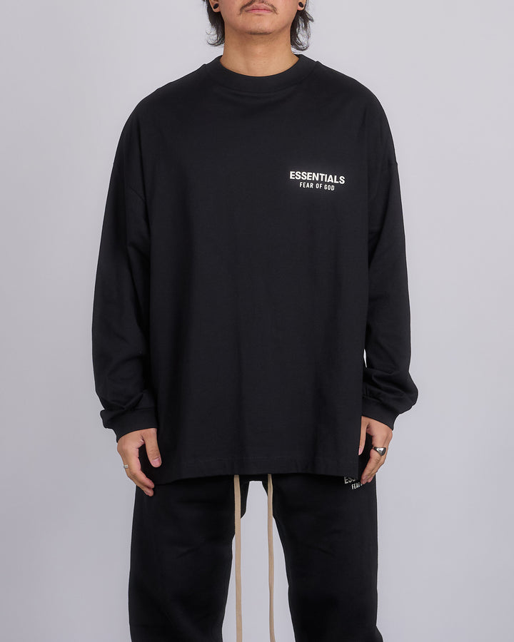 Fear of God Essentials Jersey Logo Longsleeve T-Shirt Black