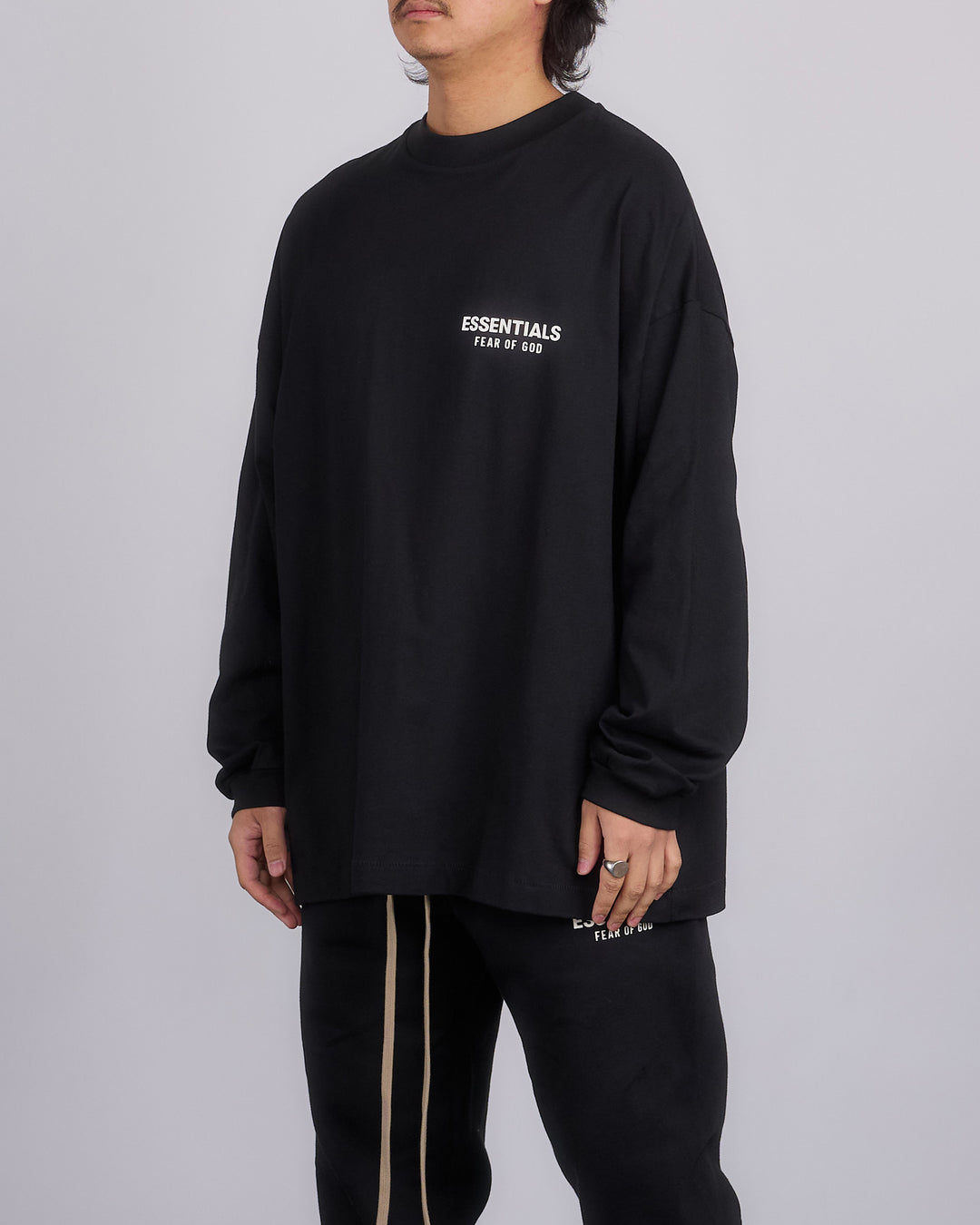 Fear of God Essentials Jersey Logo Longsleeve T-Shirt Black