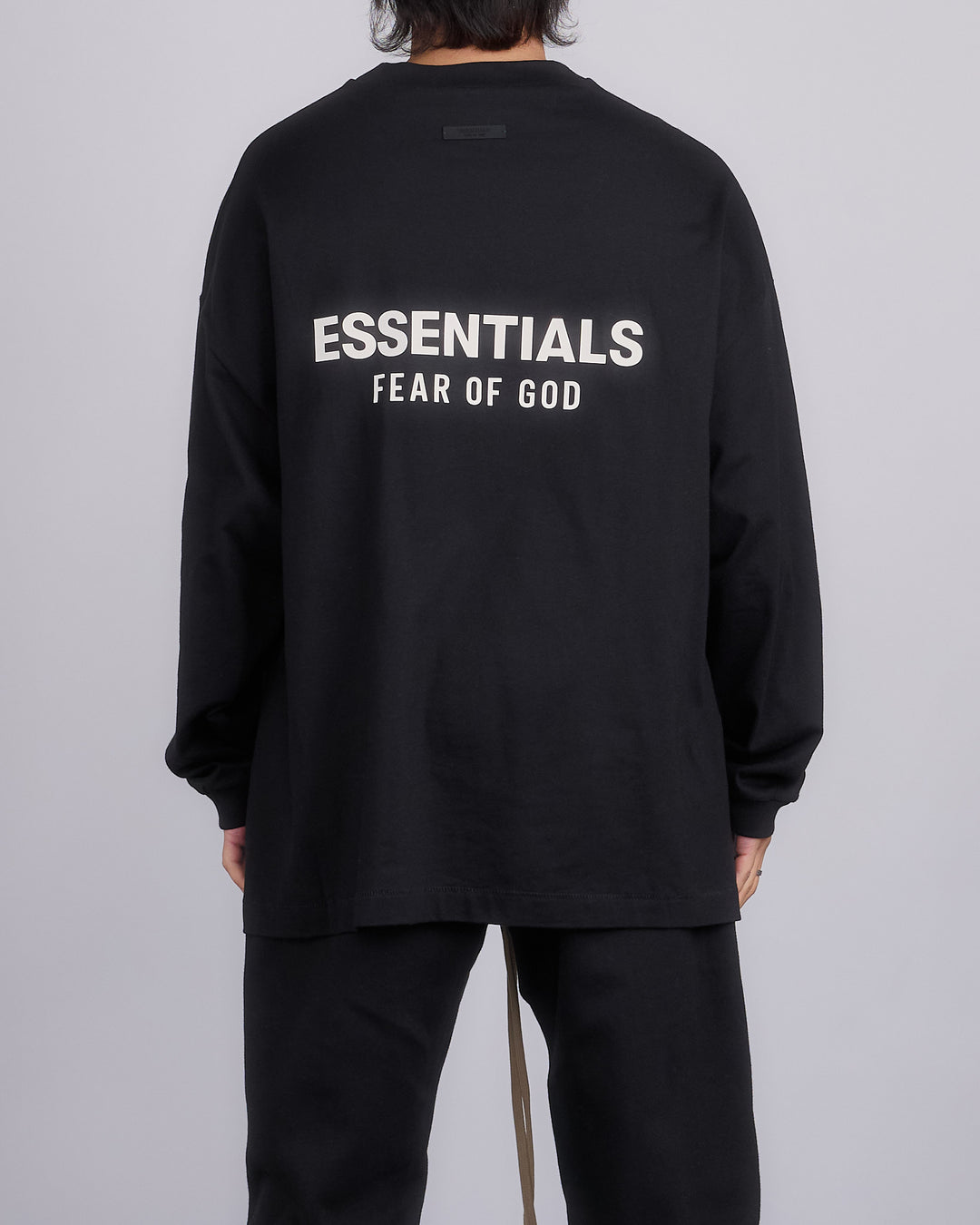 Fear of God Essentials Jersey Logo Longsleeve T-Shirt Black