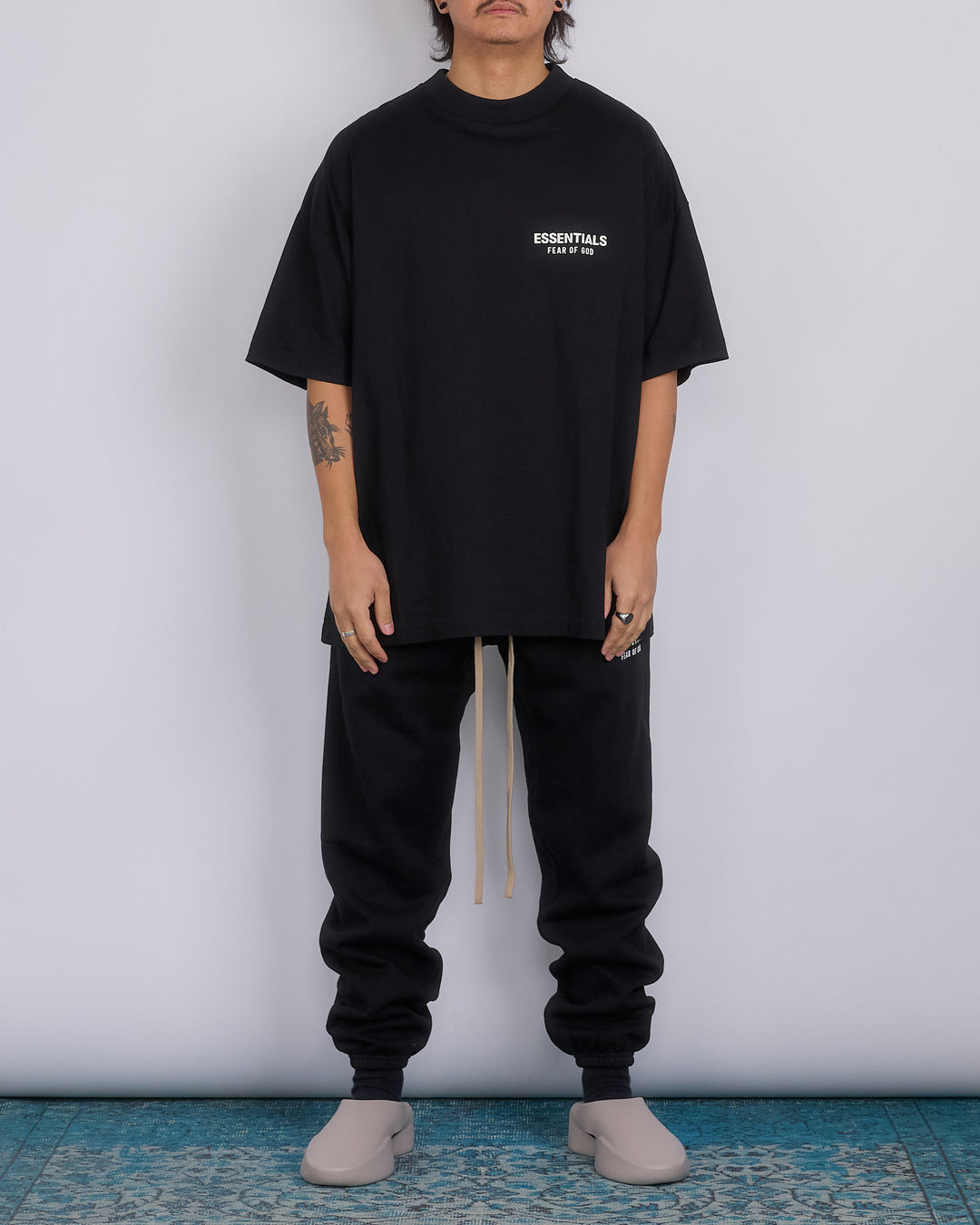 Fear of God Essentials Jersey Logo T-Shirt Black