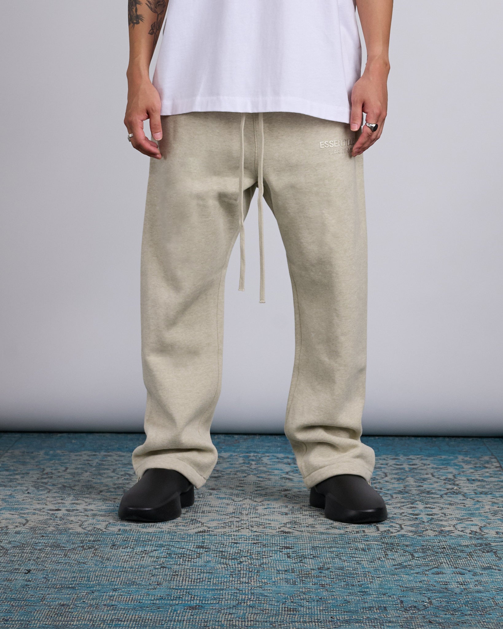 Fear of God Essentials Logo Relaxed Sweatpant Heather Stone – LESS 17