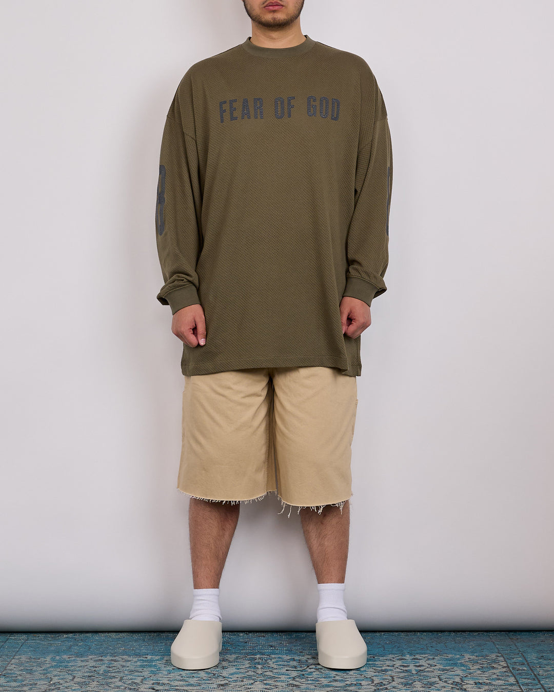 Fear of God Essentials Merch Wordmark Sport Mesh Long Sleeve T-Shirt Moss