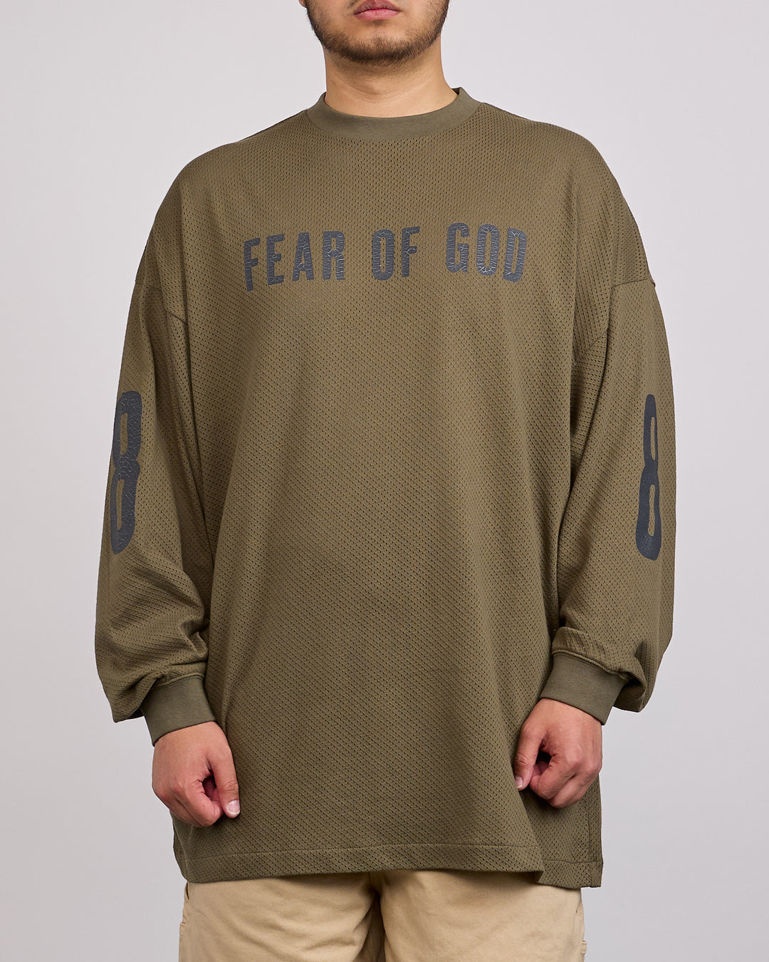Fear of God Essentials Merch Wordmark Sport Mesh Long Sleeve T-Shirt Moss