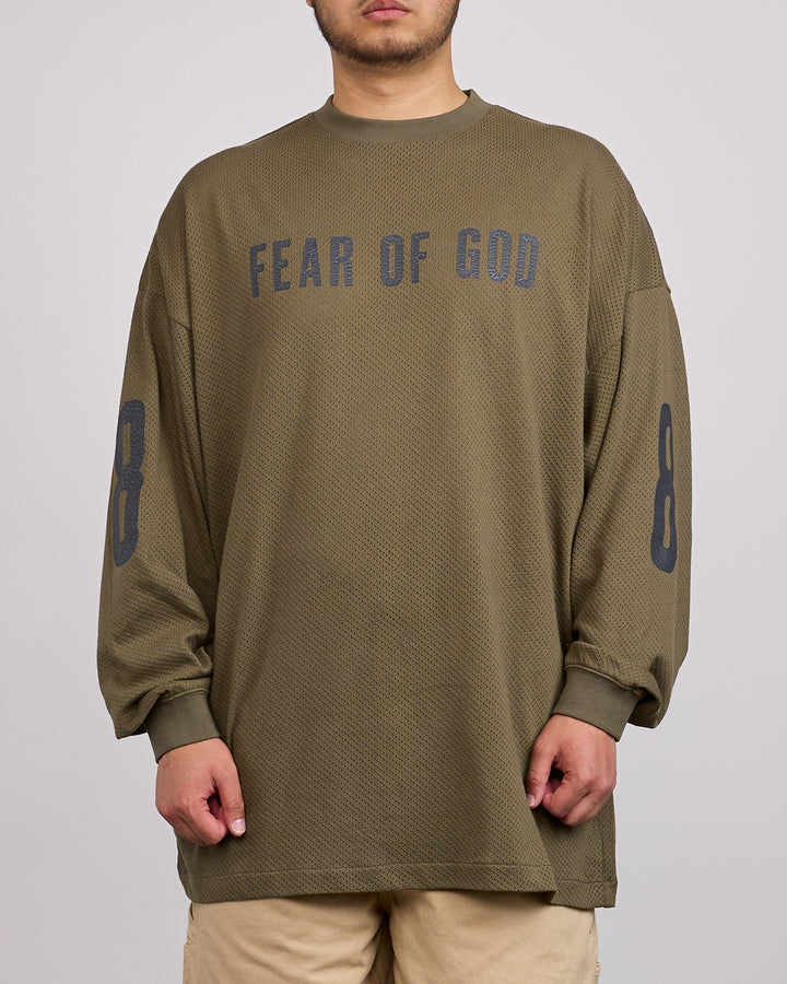Fear of God Essentials Merch Wordmark Sport Mesh Long Sleeve T-Shirt Moss