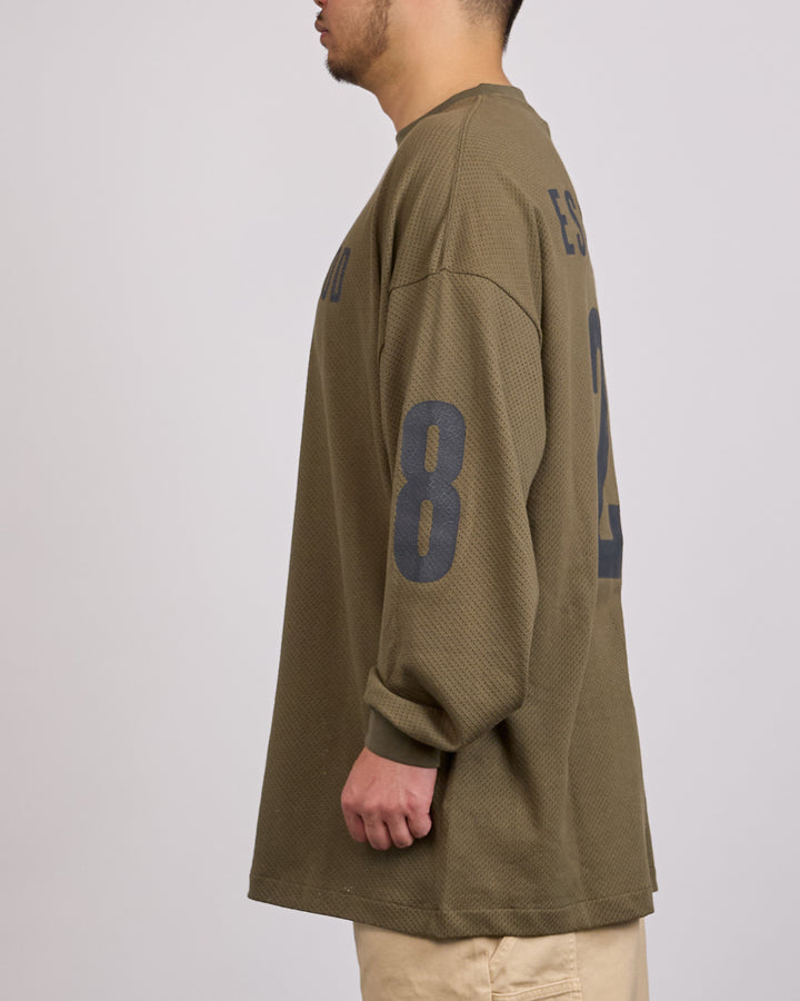 Fear of God Essentials Merch Wordmark Sport Mesh Long Sleeve T-Shirt Moss