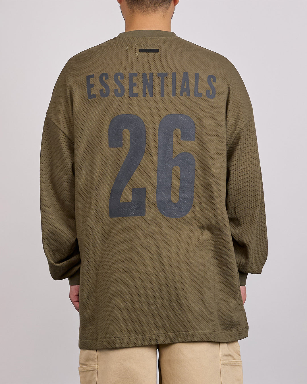 Fear of God Essentials Merch Wordmark Sport Mesh Long Sleeve T-Shirt Moss