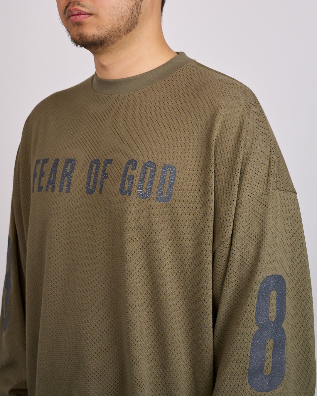 Fear of God Essentials Merch Wordmark Sport Mesh Long Sleeve T-Shirt Moss