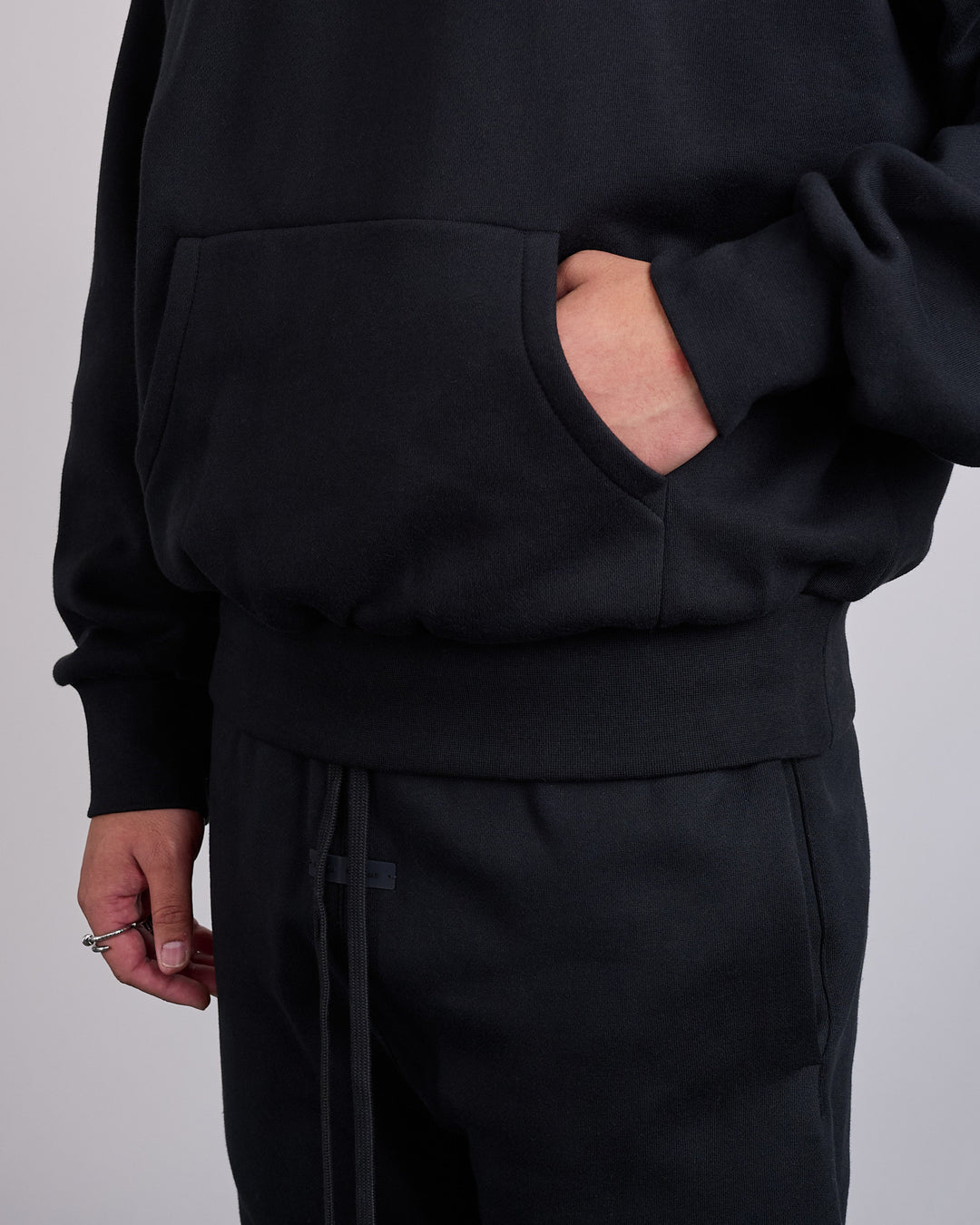 Fear of God Essentials Metallic Classic Hoodie Jet Black