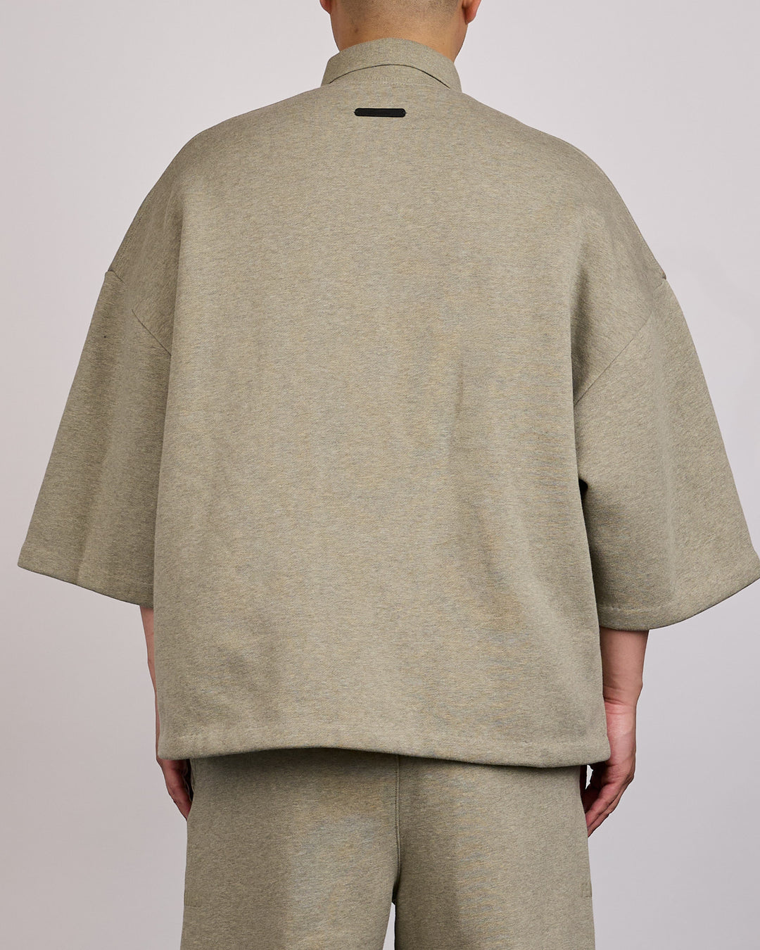 Fear of God Essentials Panelled Cropped Polo Sweat  Seal Heather Iron Grey
