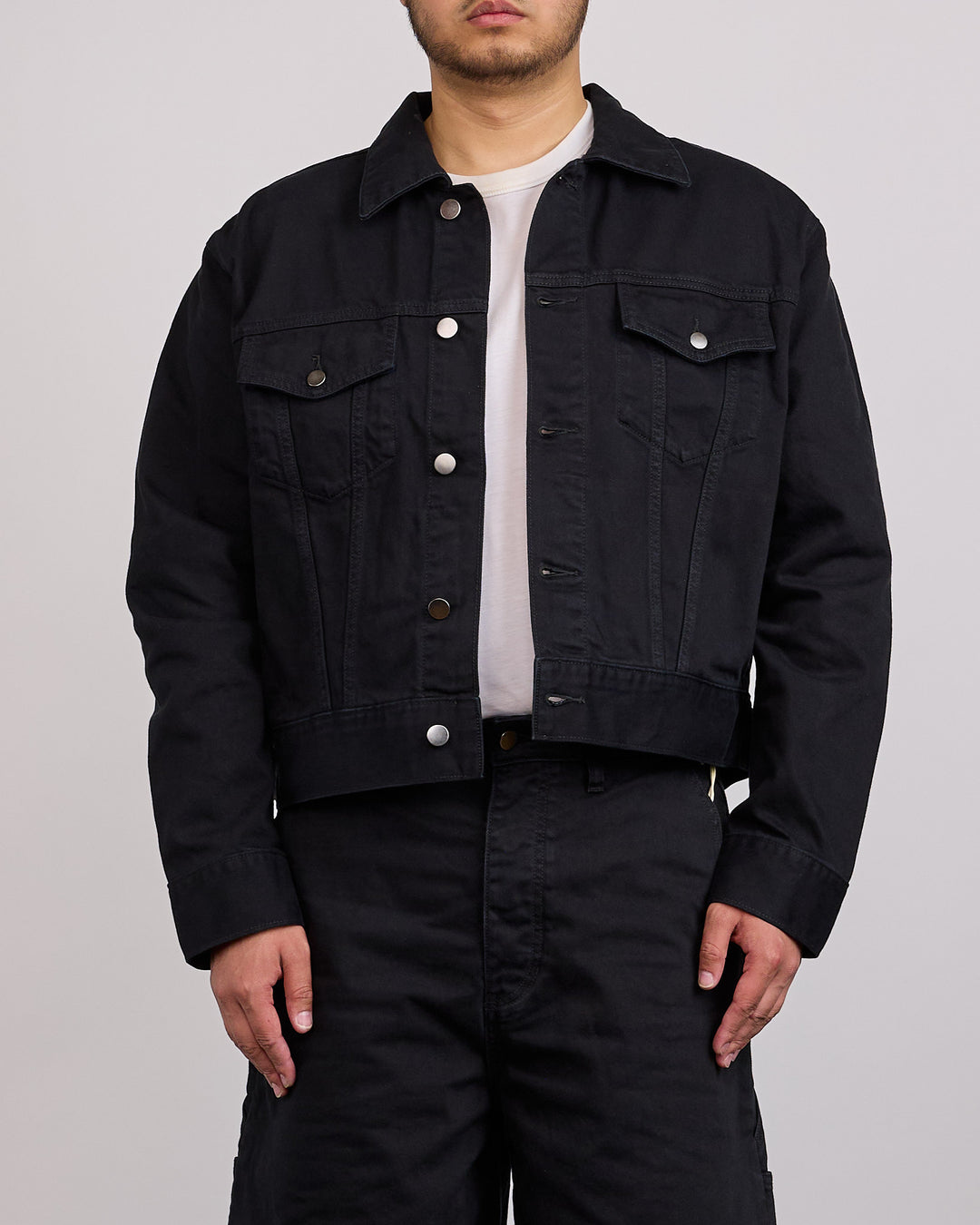 Fear of God Essentials 클래식 데님 재킷 오버다이 블랙