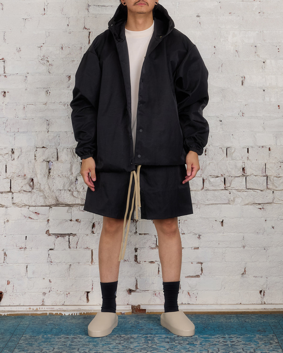 Fear of God Essentials Textured Nylon Hooded Jacket Black