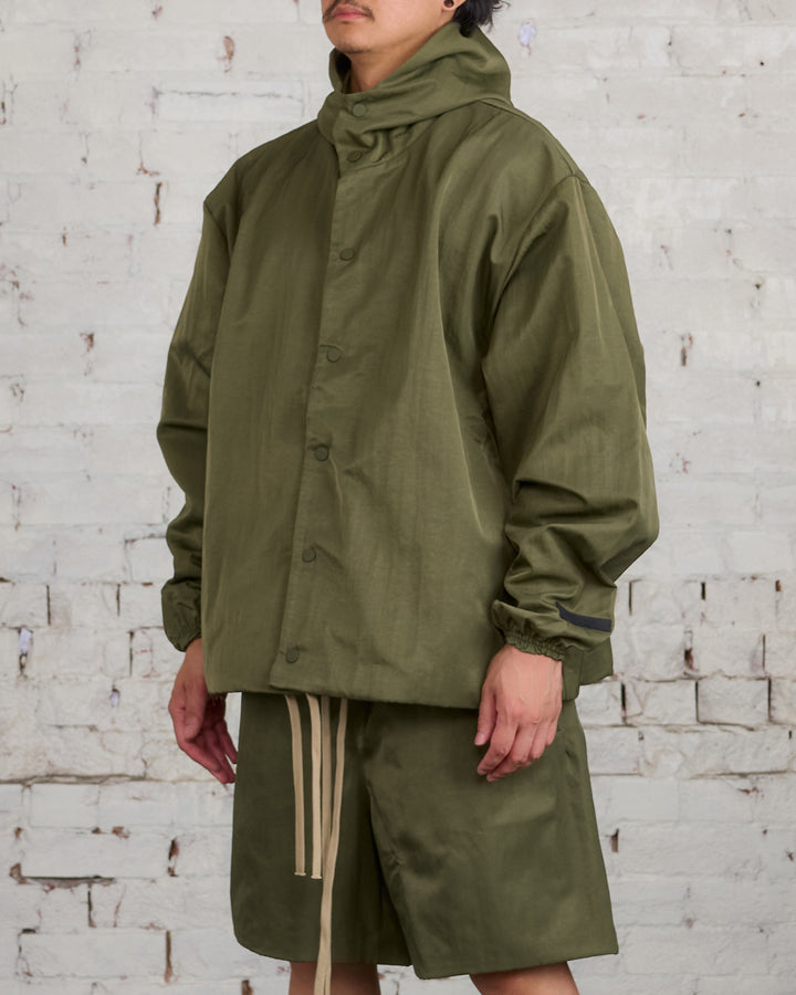 Fear of God Essentials Textured Nylon Hooded Jacket Military