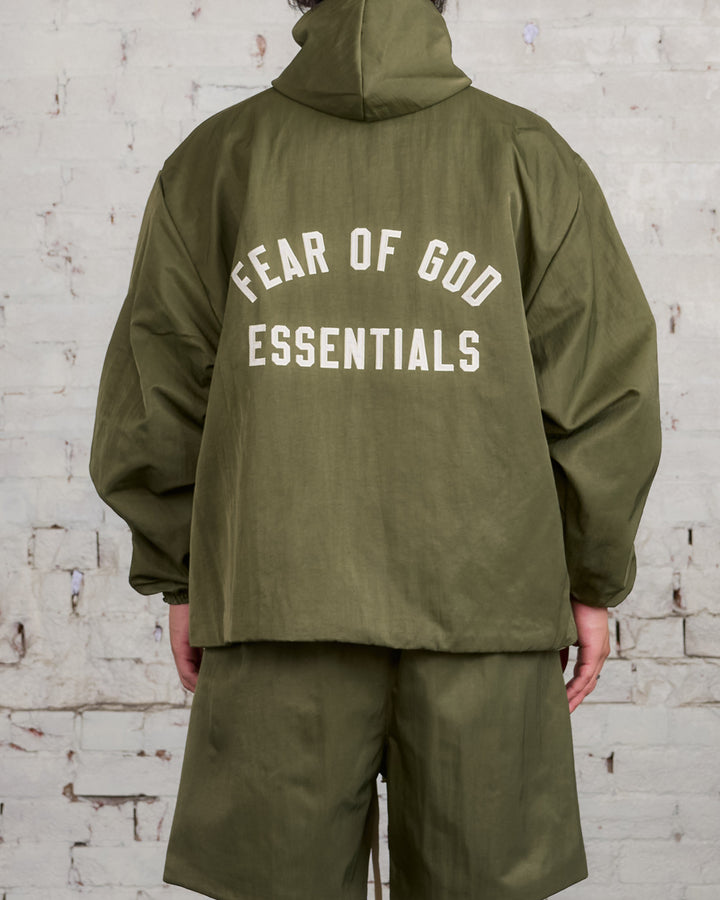 Fear of God Essentials Textured Nylon Hooded Jacket Military