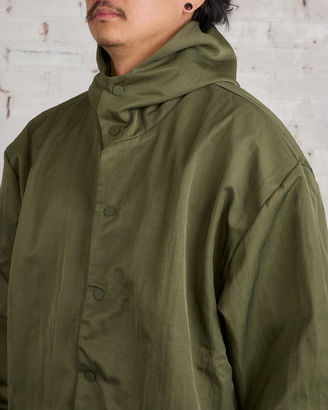 Fear of God Essentials Textured Nylon Hooded Jacket Military