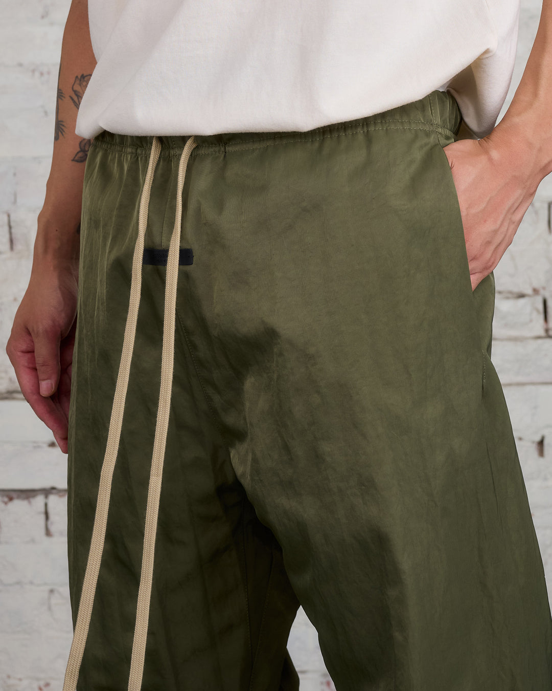 Fear of God Essentials Textured Nylon Track Pant Military