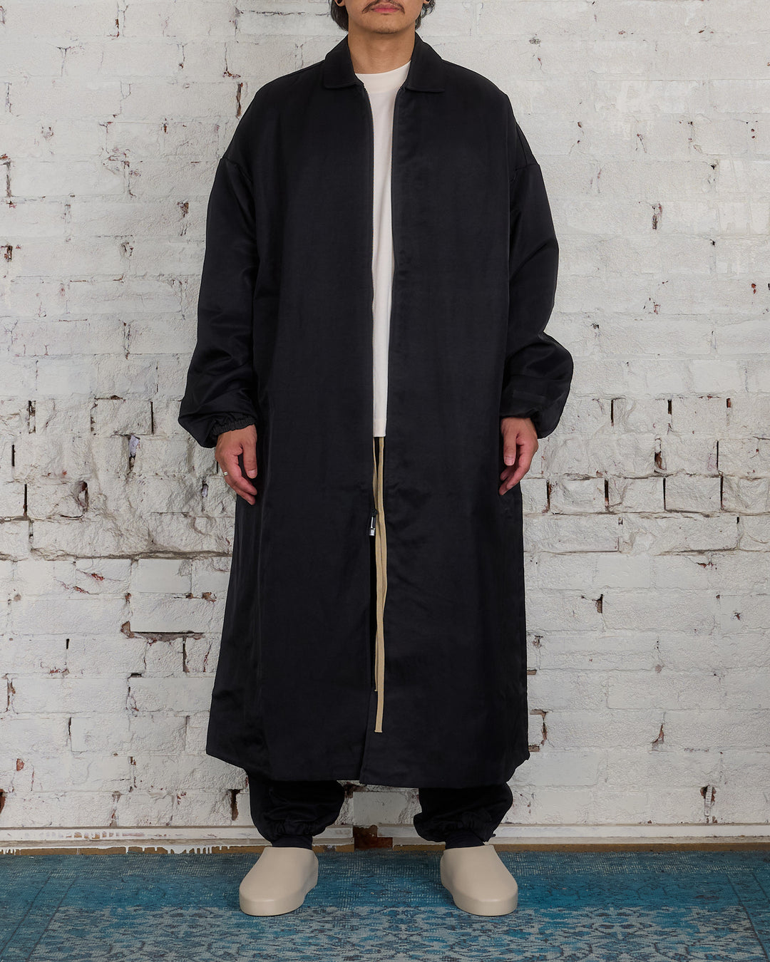 Fear of God Essentials Textured Nylon Trench Coat Black