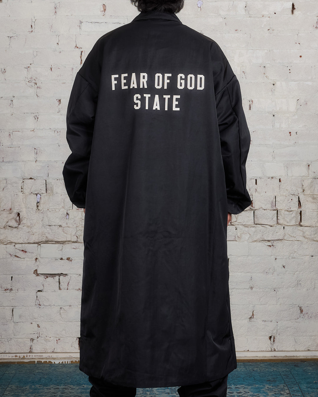 Fear of God Essentials Textured Nylon Trench Coat Black