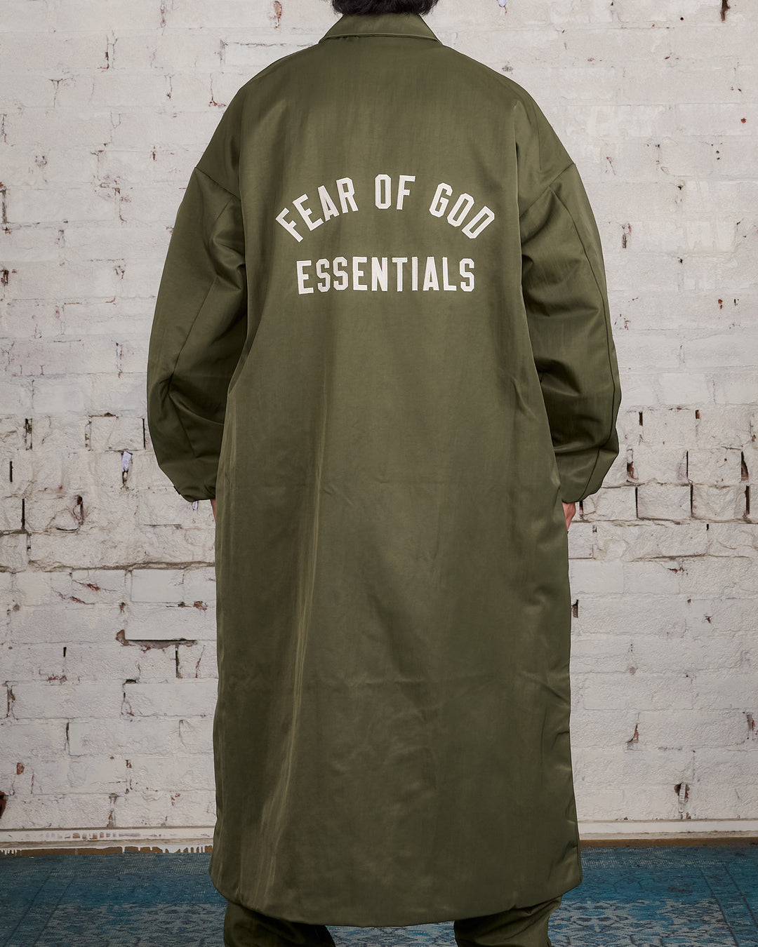 Fear of God Essentials Textured Nylon Trench Coat Military