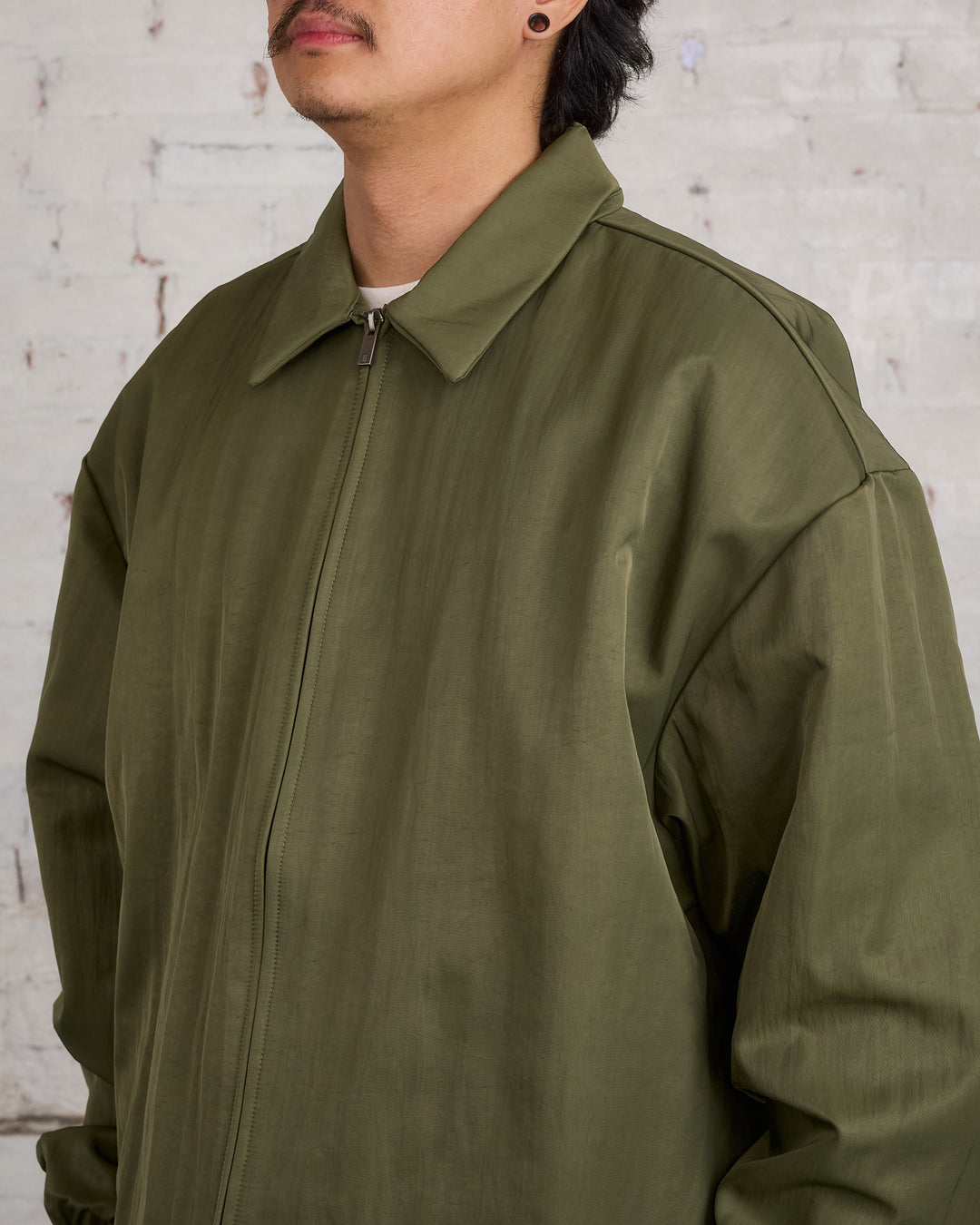 Fear of God Essentials Textured Nylon Trucker Jacket Military