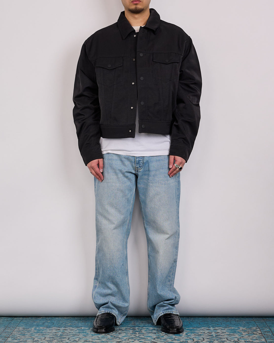 Fear of God Essentials Textured Nylon Trucker Jacket Vintage Black