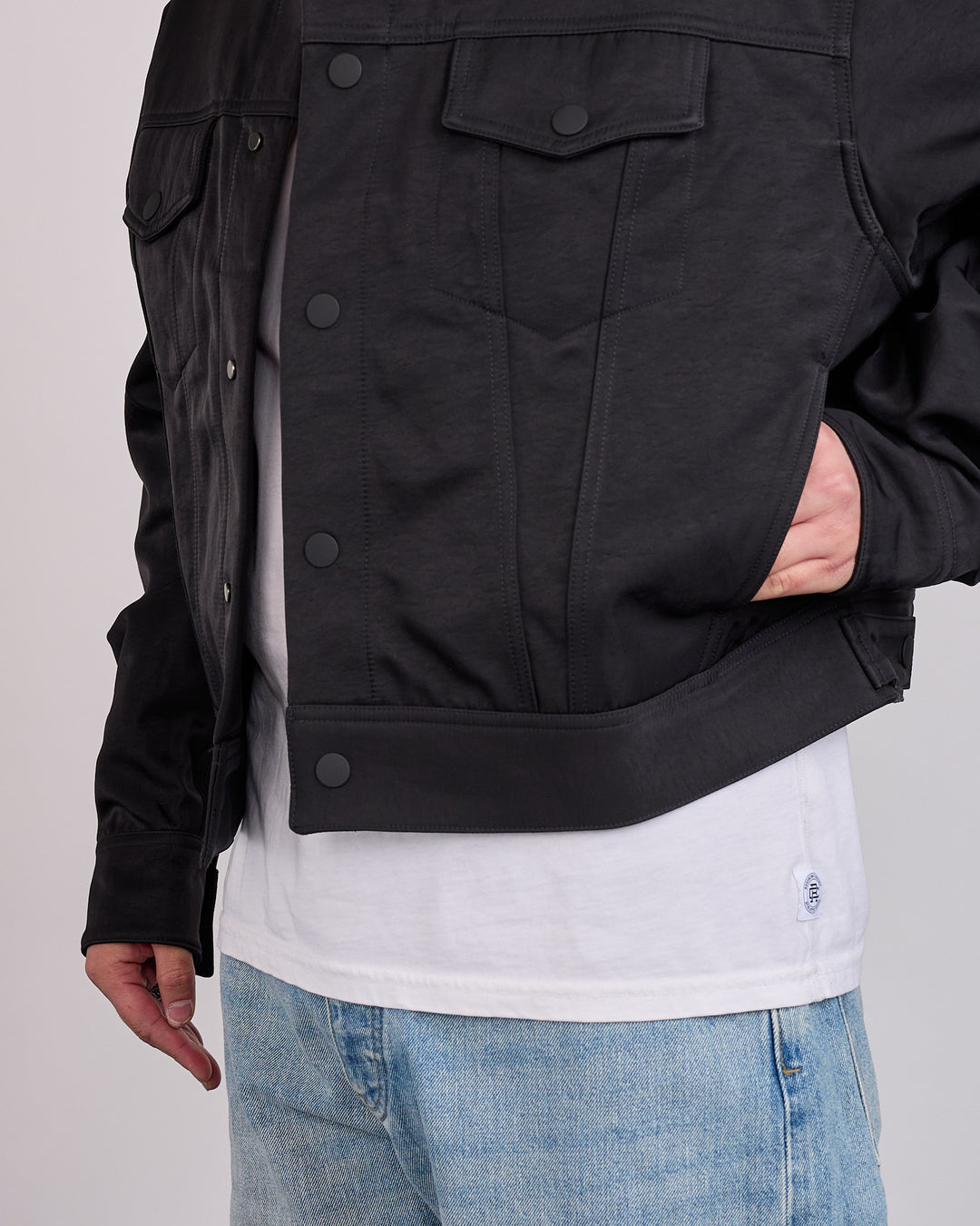 Fear of God Essentials Textured Nylon Trucker Jacket Vintage Black