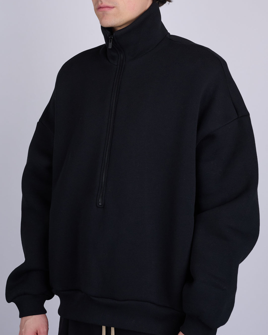 Fear of God Half-Zip Fleece Mockneck Pullover Black