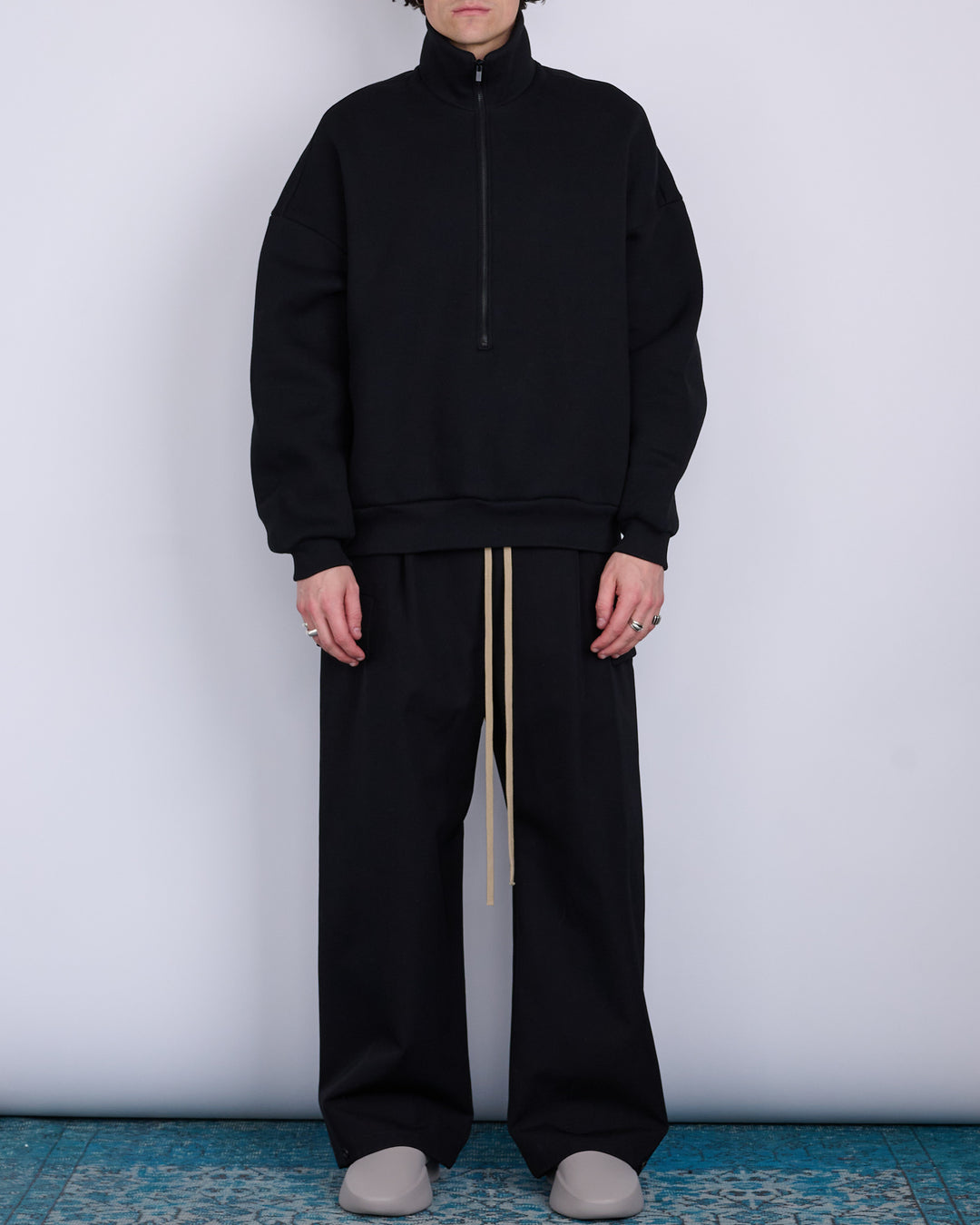 Fear of God Half-Zip Fleece Mockneck Pullover Black