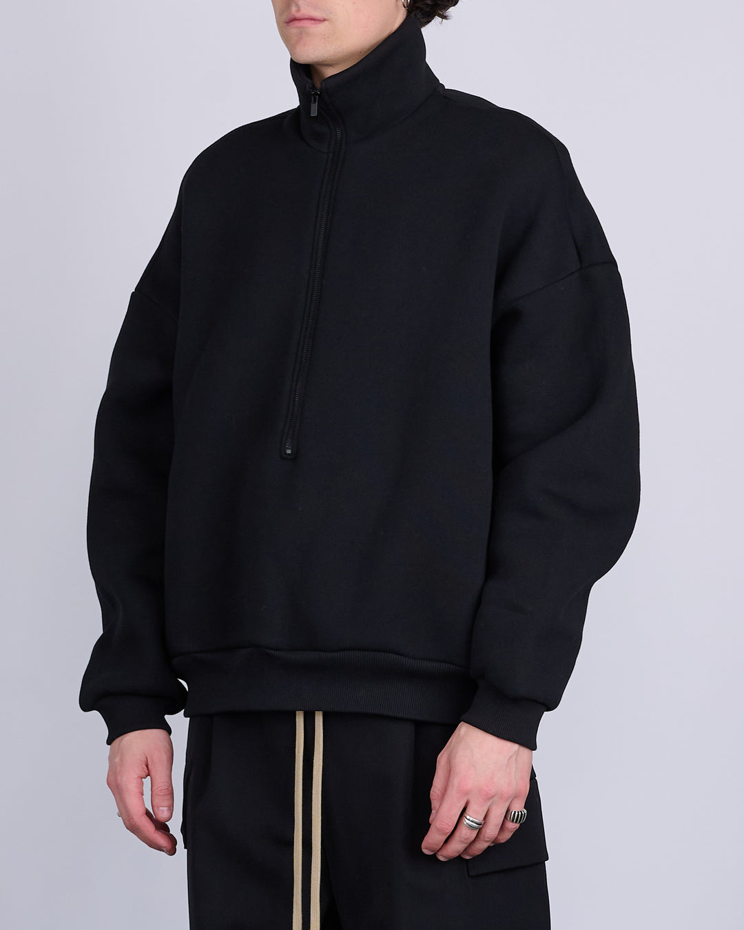 Fear of God Half-Zip Fleece Mockneck Pullover Black