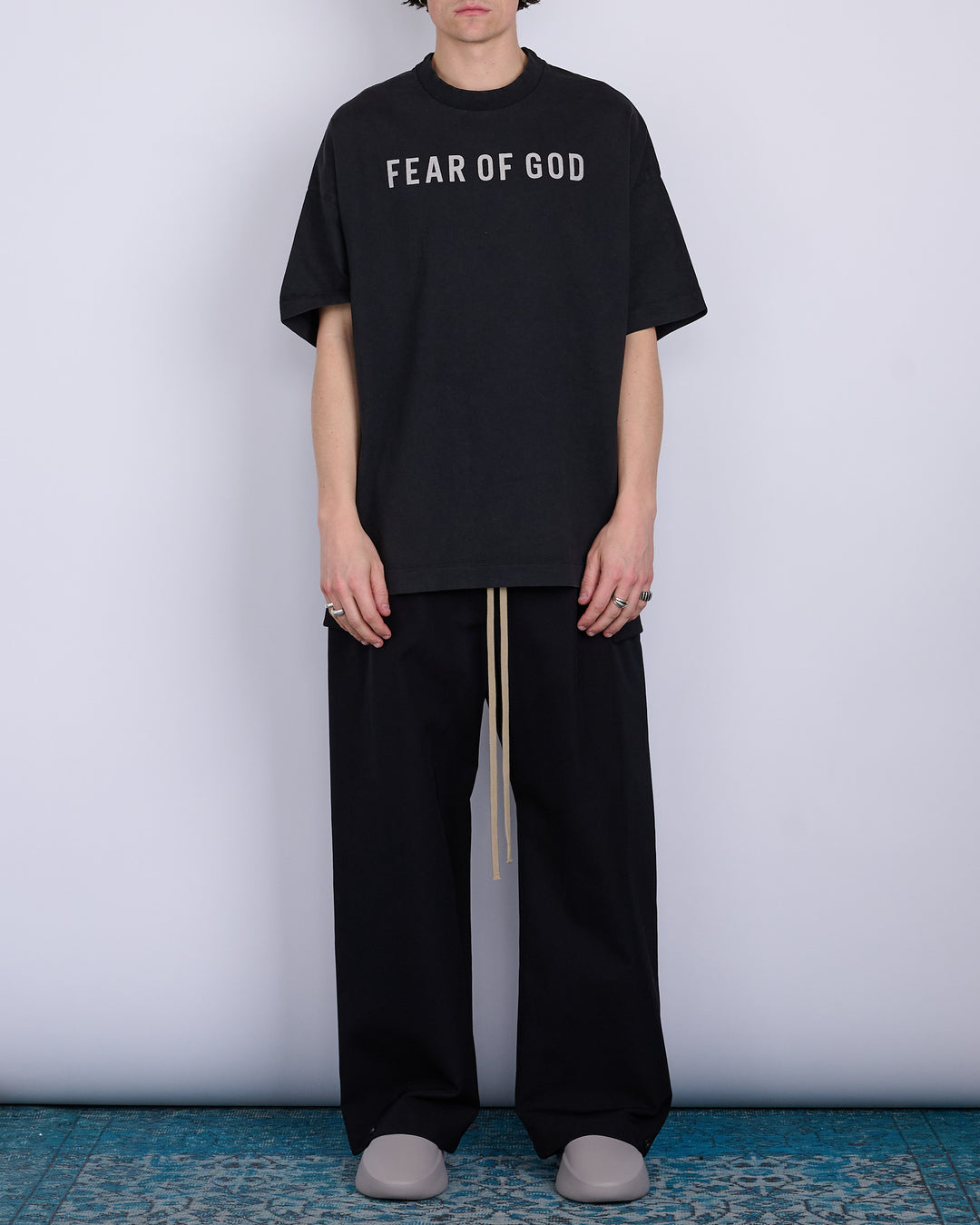 Fear of God Heavyweight Jersey Logo T-Shirt Black/Grey