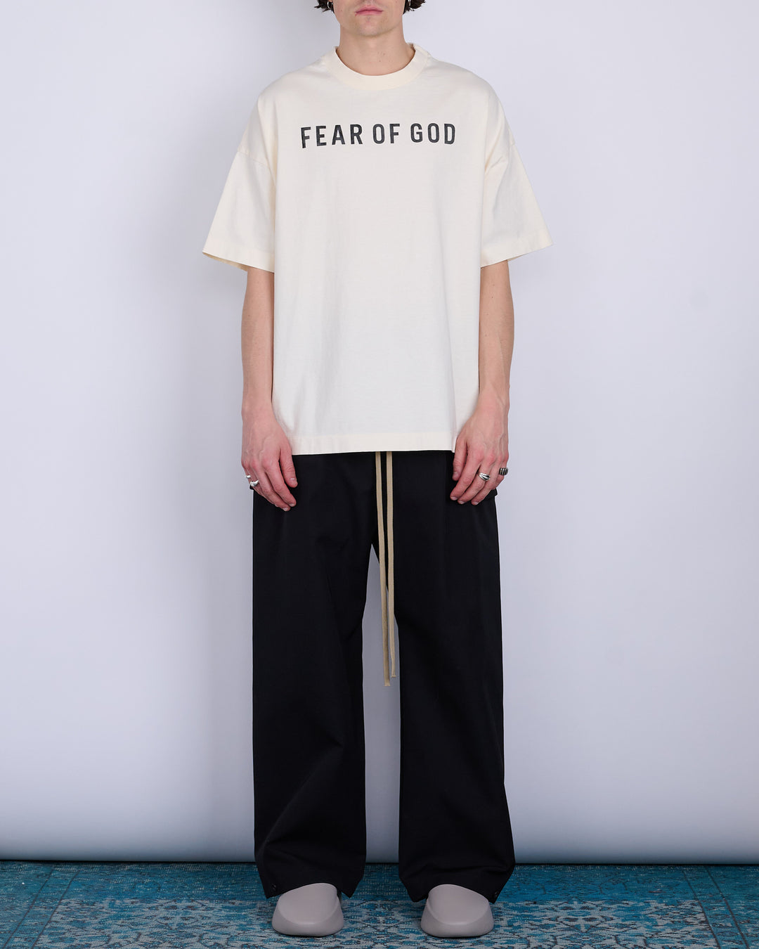 Fear of God Heavyweight Jersey Logo T-Shirt Cream/Black