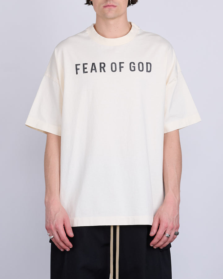 Fear of God Heavyweight Jersey Logo T-Shirt Cream/Black