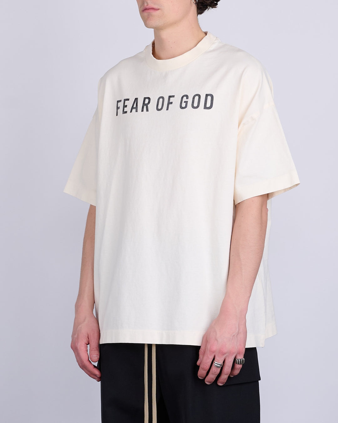 Fear of God Heavyweight Jersey Logo T-Shirt Cream/Black