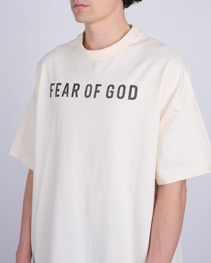 Fear of God Heavyweight Jersey Logo T-Shirt Cream/Black