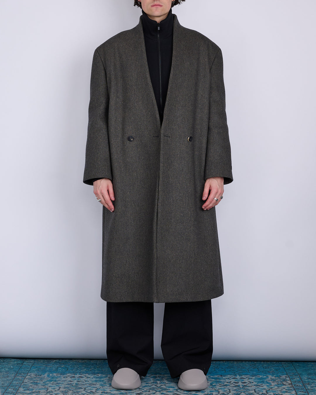 Fear of God Lapelless Coat Miltary Wool Dark Olive