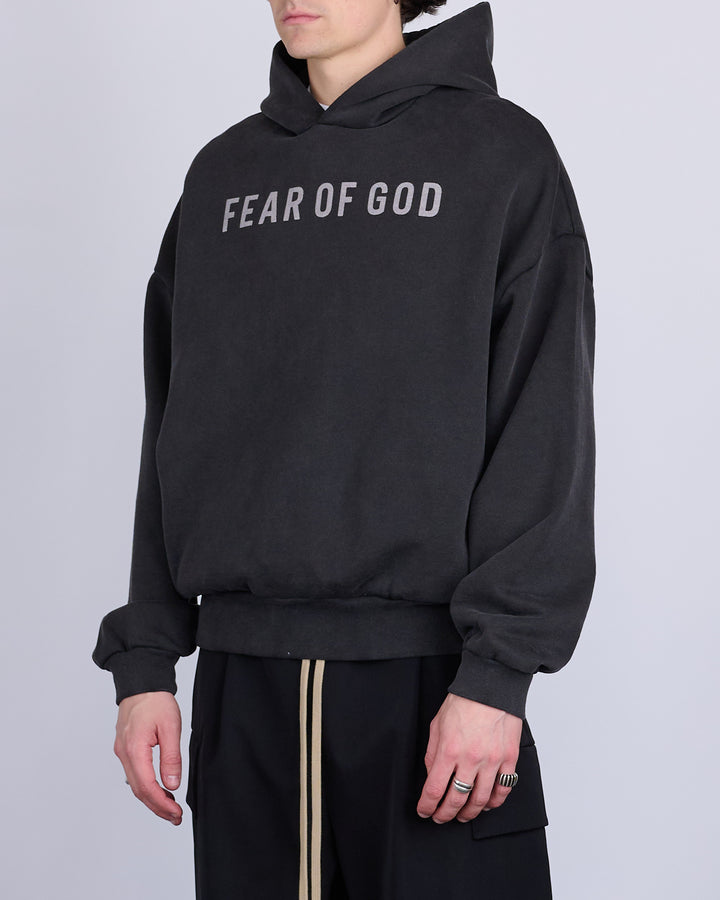 Fear of God Overlapped French Terry FOG Print Hoodie Black/Grey