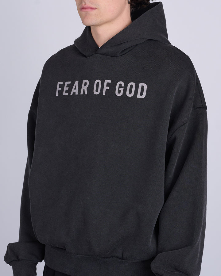 Fear of God Overlapped French Terry FOG Print Hoodie Black/Grey