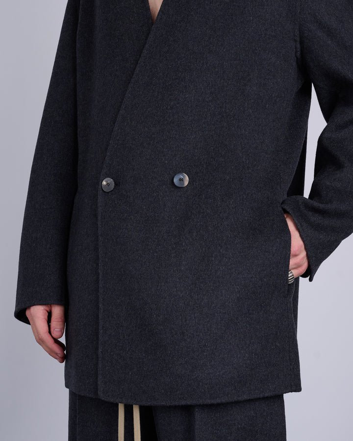 Fear of God Relaxed Lapelless Double Cashmere Blazer Melange Black